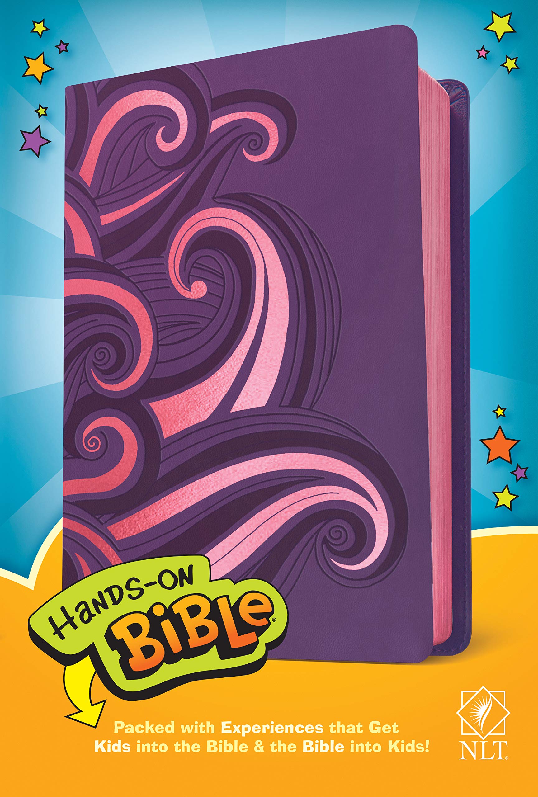 Image 0 of Hands-On Bible NLT (LeatherLike, Purple/Pink Swirls)