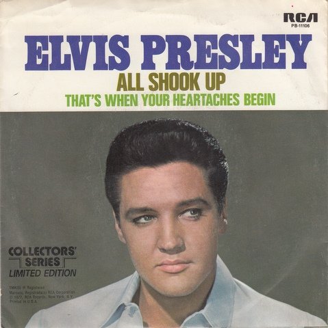 ELVIS PRESLEY: All Shook Up / That's When Your Heartaches Begin (45 RPM Vinyl) [